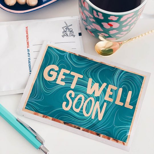 Get well soon| Marble tea postcard